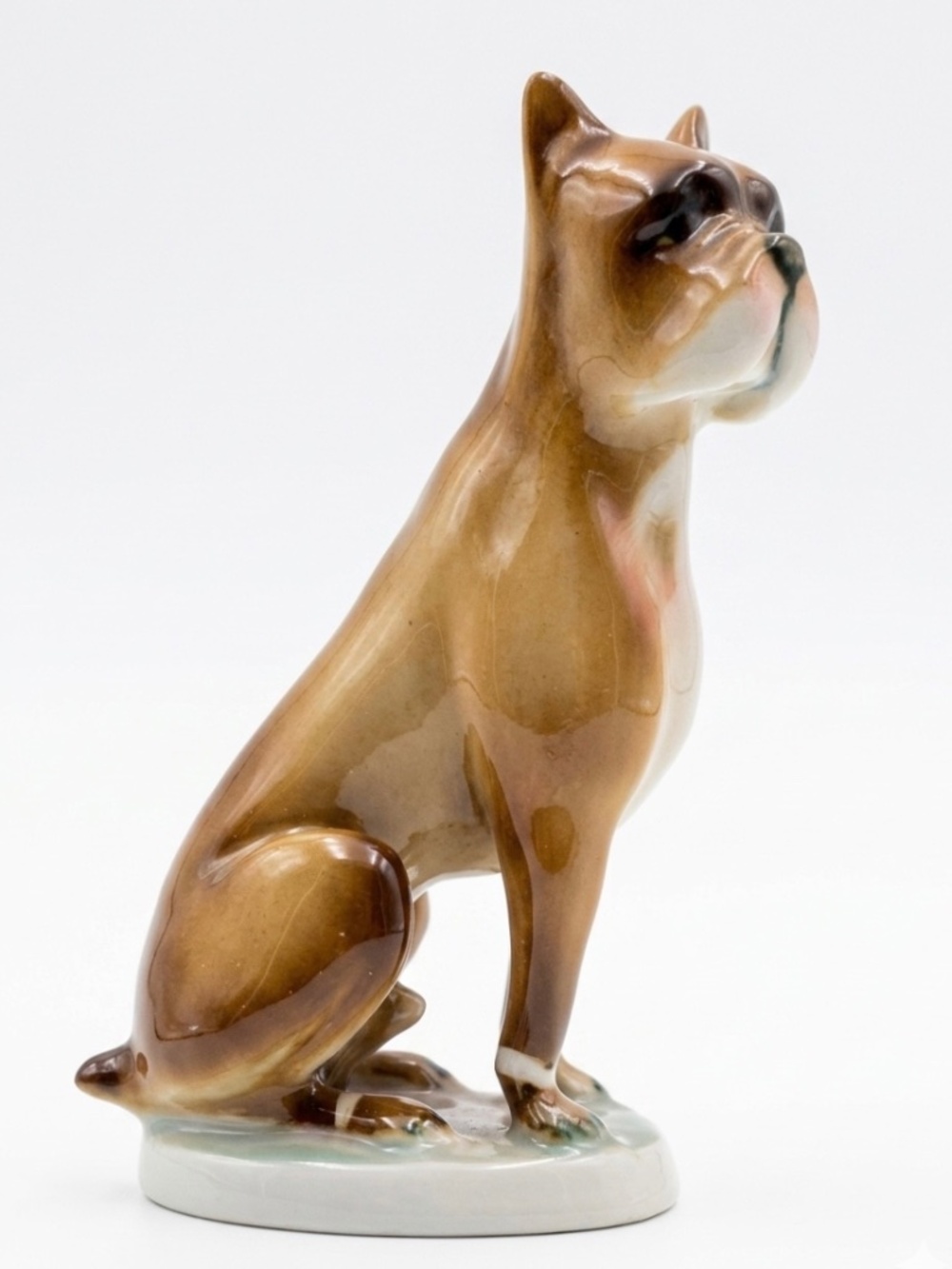 Boxer Dog Figurine Vintage 1960s  Zsolnay Porcelain from Hungary